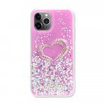 Wholesale Love Heart Crystal Shiny Glitter Sparkling Jewel Case Cover for iPhone 12 / 12 Pro 6.1 (Hot Pink)